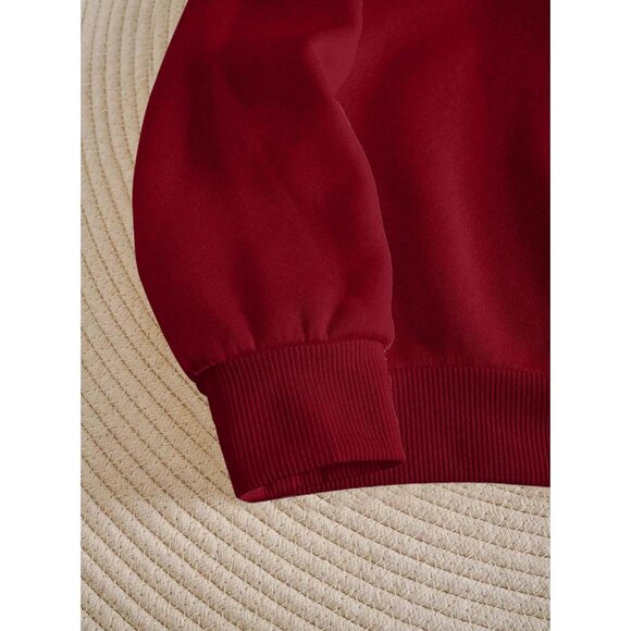 ⚡Women Burgundy Chicago Imported Graphic Crewneck Long Sleeve Sweatshirt - Picture 3 of 5